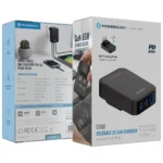 شارژر دیواری پاورولوژی GaN 65 وات 2C1A با چند پورت و پریز اروپایی مشکی PWCWQC068BK - Image 2