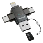 مبدل OTG پرودو MiniLink با پشتیبانی از USB-C، Micro USB، Lightning و کارت حافظه مدل PDOTG50GY