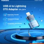 مبدل OTG پرودو MiniLink شفاف USB-A به Lightning خاکستری PDATOL50GY - Image 2