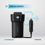 اینورتر فندکی 150 وات پاورولوژی P150INVBK | خروجی AC و USB-C PD - Image 5