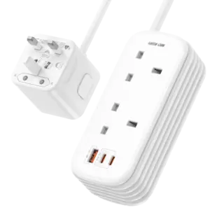 چندراهی برق و شارژر گرین لاین مدل GS-600 با USB-C و USB-A و توان 2500 وات GNGS600PSWH