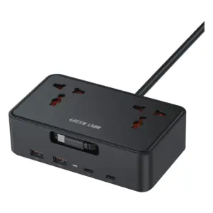 پریز برق رومیزی گرین لاین مدل GS-850 با کابل USB-C جمع‌شونده GNGS850SKTBK