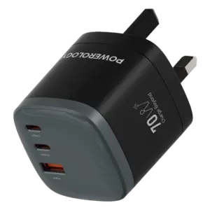 شارژر مسافرتی پاورولوژی Mondial 70W GaN III با دوشاخه جهانی PWAT001